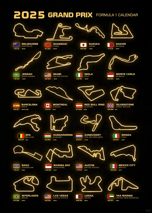 The 2025 F1 Grand Prix schedule
